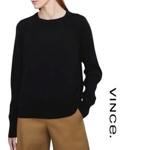 VINCE Wool & Cashmere Crewneck Sweater Black V683378577 Womens Small $345